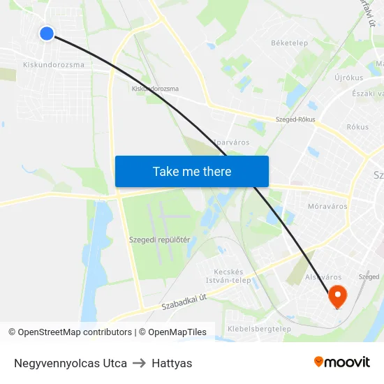 Negyvennyolcas Utca to Hattyas map