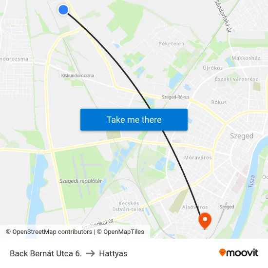 Back Bernát Utca 6. to Hattyas map