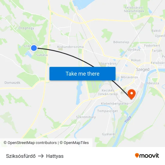 Sziksósfürdő to Hattyas map