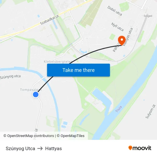 Szúnyog Utca to Hattyas map