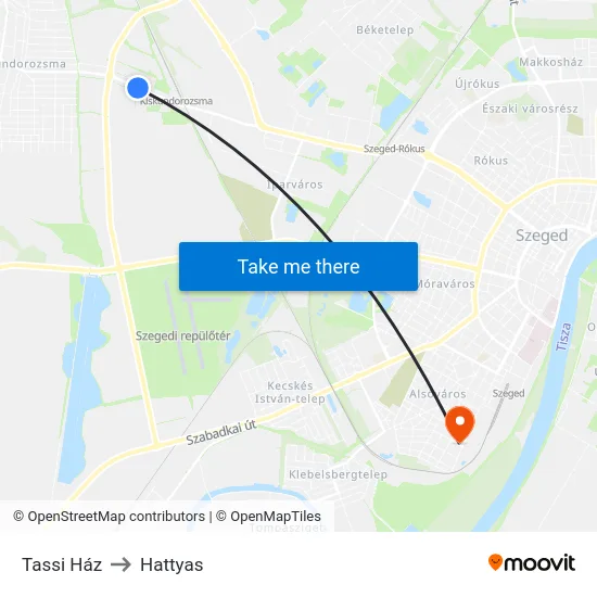Tassi Ház to Hattyas map