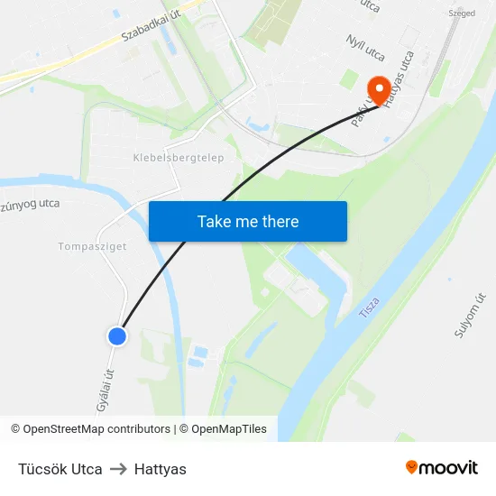 Tücsök Utca to Hattyas map