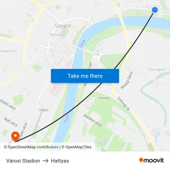 Városi Stadion to Hattyas map