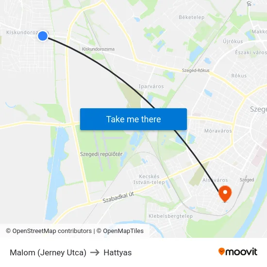 Malom (Jerney Utca) to Hattyas map