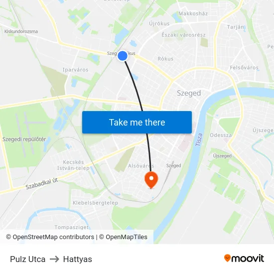 Pulz Utca to Hattyas map