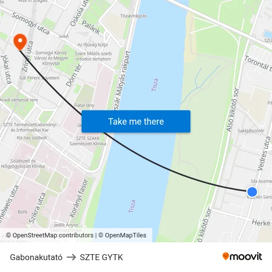 Gabonakutató to SZTE GYTK map