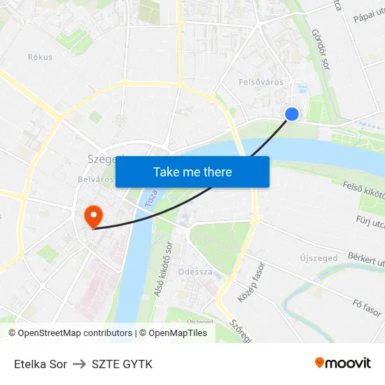 Etelka Sor to SZTE GYTK map