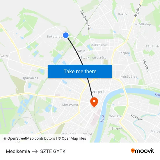 Medikémia to SZTE GYTK map