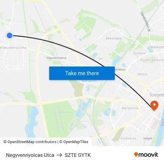 Negyvennyolcas Utca to SZTE GYTK map