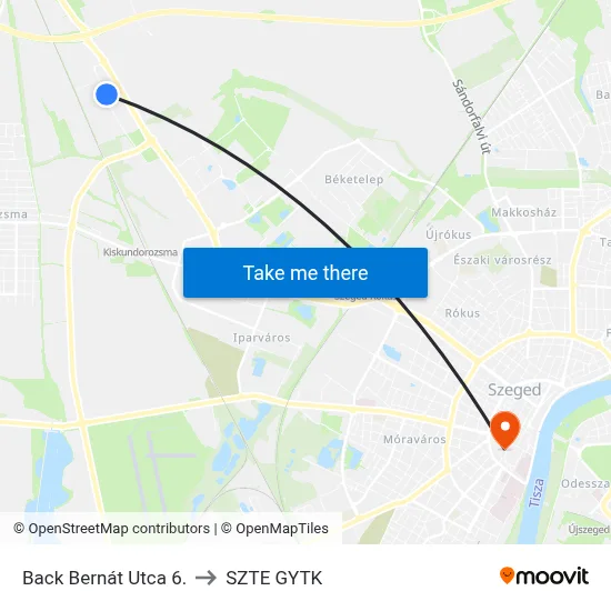 Back Bernát Utca 6. to SZTE GYTK map
