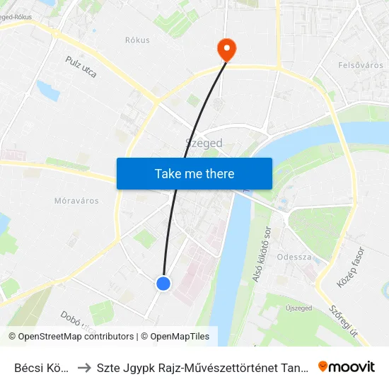 Bécsi Körút to Szte Jgypk Rajz-Művészettörténet Tanszék map
