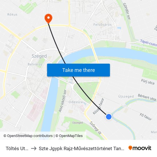 Töltés Utca to Szte Jgypk Rajz-Művészettörténet Tanszék map