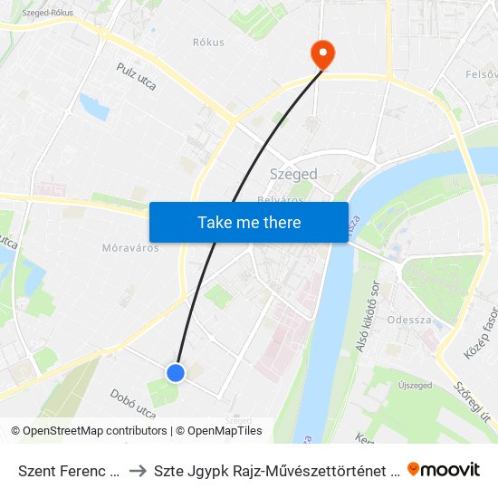 Szent Ferenc Utca to Szte Jgypk Rajz-Művészettörténet Tanszék map