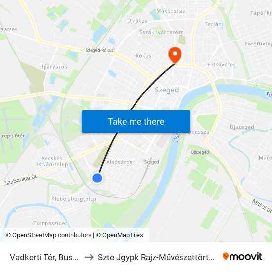 Vadkerti Tér, Buszforduló to Szte Jgypk Rajz-Művészettörténet Tanszék map