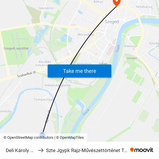 Deli Károly Utca to Szte Jgypk Rajz-Művészettörténet Tanszék map