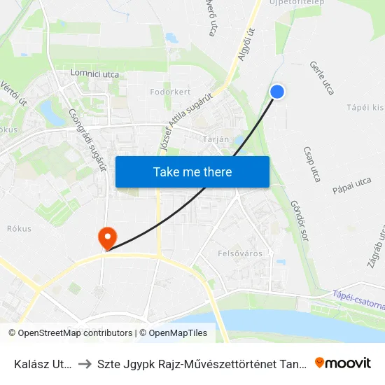 Kalász Utca to Szte Jgypk Rajz-Művészettörténet Tanszék map