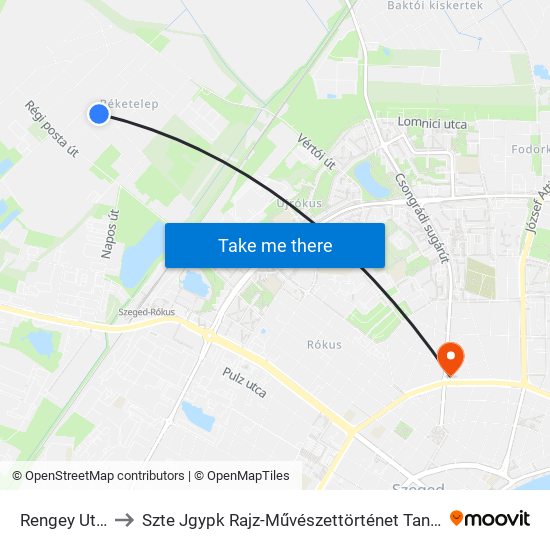 Rengey Utca to Szte Jgypk Rajz-Művészettörténet Tanszék map