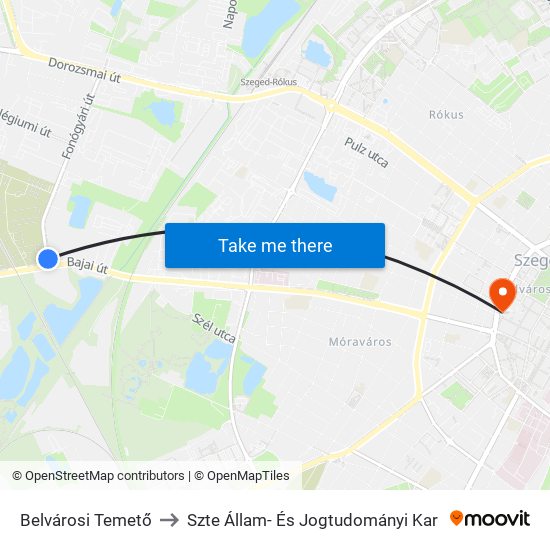 Belvárosi Temető to Szte Állam- És Jogtudományi Kar map