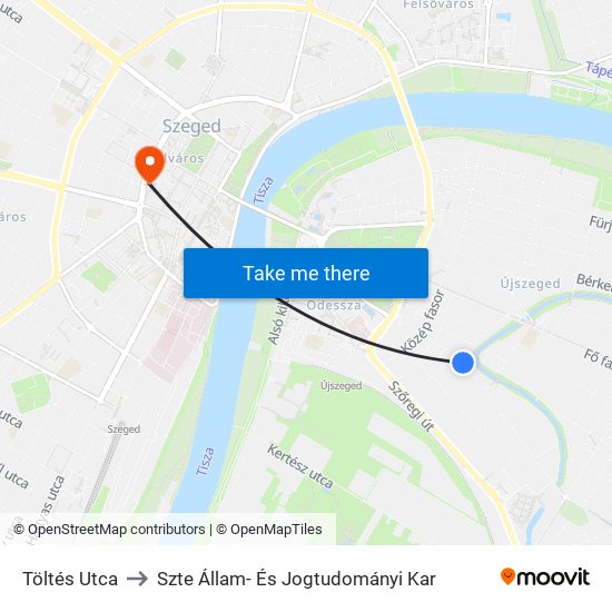 Töltés Utca to Szte Állam- És Jogtudományi Kar map