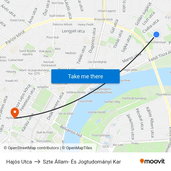 Hajós Utca to Szte Állam- És Jogtudományi Kar map