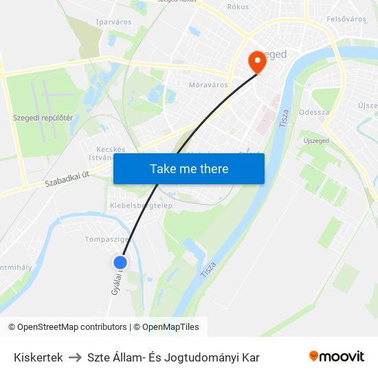 Kiskertek to Szte Állam- És Jogtudományi Kar map