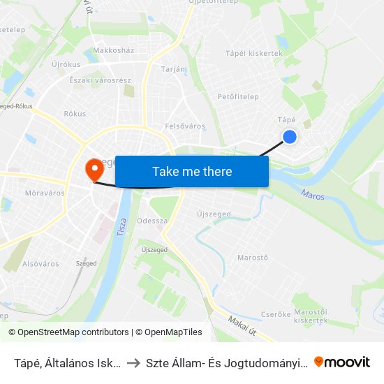 Tápé, Általános Iskola to Szte Állam- És Jogtudományi Kar map