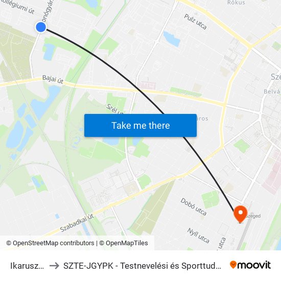 Ikarusz Köz to SZTE-JGYPK - Testnevelési és Sporttudományi Intézet map