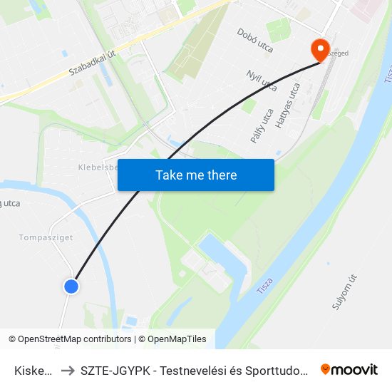 Kiskertek to SZTE-JGYPK - Testnevelési és Sporttudományi Intézet map