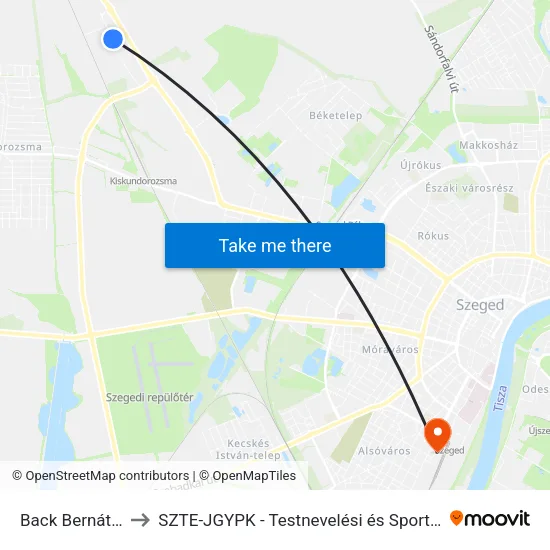 Back Bernát Utca 6. to SZTE-JGYPK - Testnevelési és Sporttudományi Intézet map
