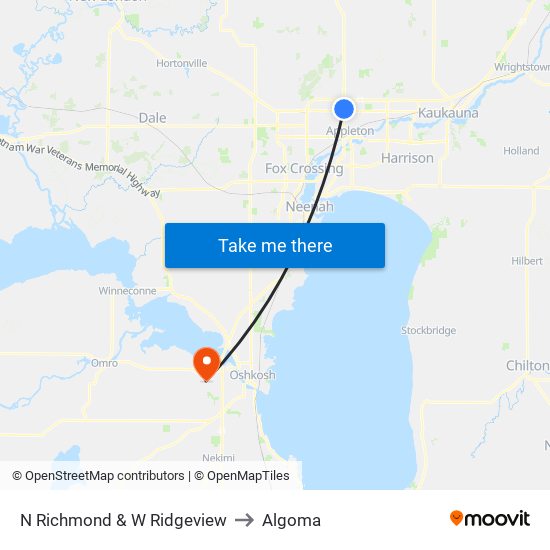 N Richmond & W Ridgeview to Algoma map