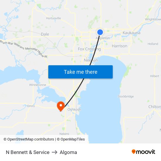 N Bennett & Service to Algoma map
