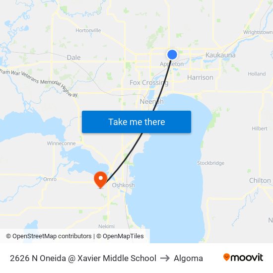 2626 N Oneida @ Xavier Middle School to Algoma map