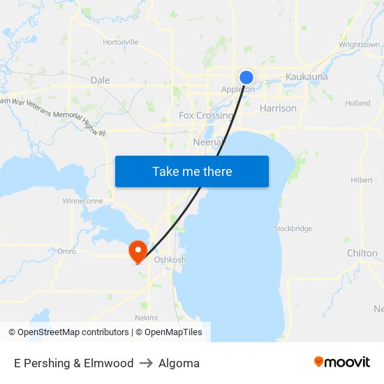 E Pershing & Elmwood to Algoma map