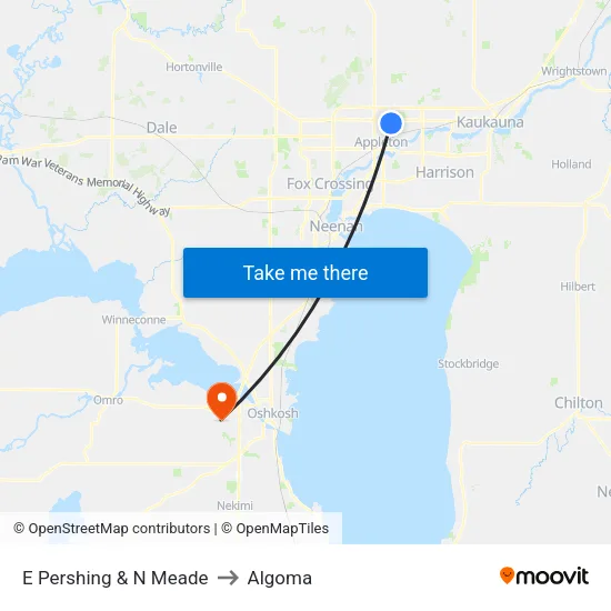 E Pershing & N Meade to Algoma map