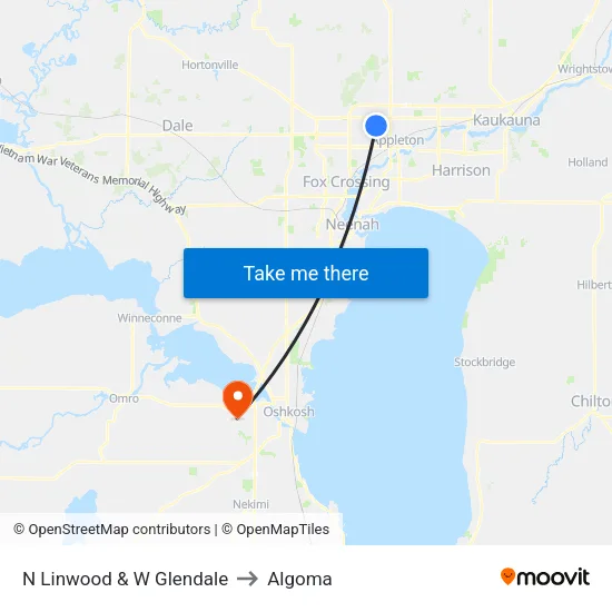 N Linwood & W Glendale to Algoma map