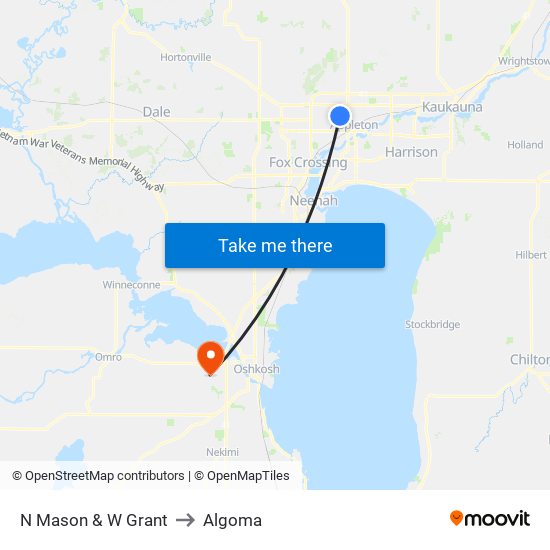 N Mason & W Grant to Algoma map