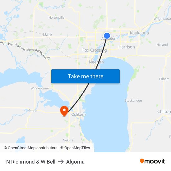 N Richmond & W Bell to Algoma map