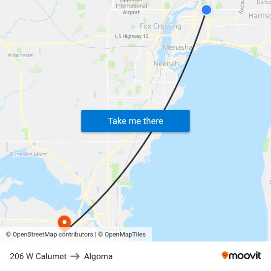 206 W Calumet to Algoma map