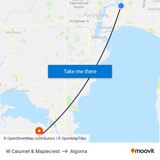 W Calumet & Maplecrest to Algoma map