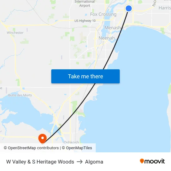 W Valley & S Heritage Woods to Algoma map