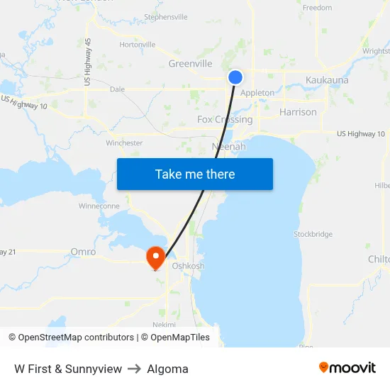 W First & Sunnyview to Algoma map