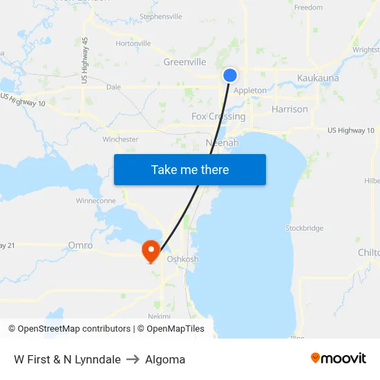 W First & N Lynndale to Algoma map