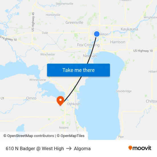 610 N Badger @ West High to Algoma map