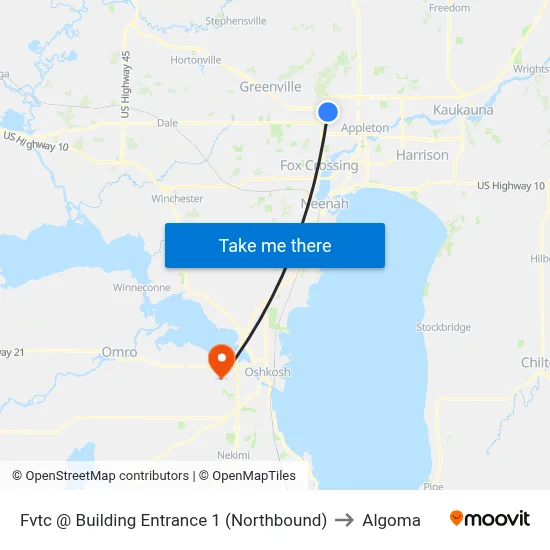 Fvtc @ Building Entrance 1 (Northbound) to Algoma map