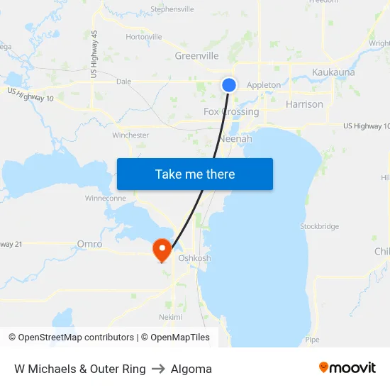 W Michaels & Outer Ring to Algoma map