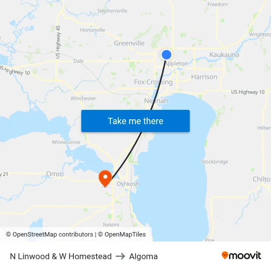 N Linwood & W Homestead to Algoma map