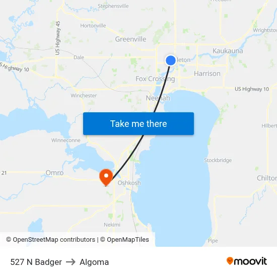 527 N Badger to Algoma map