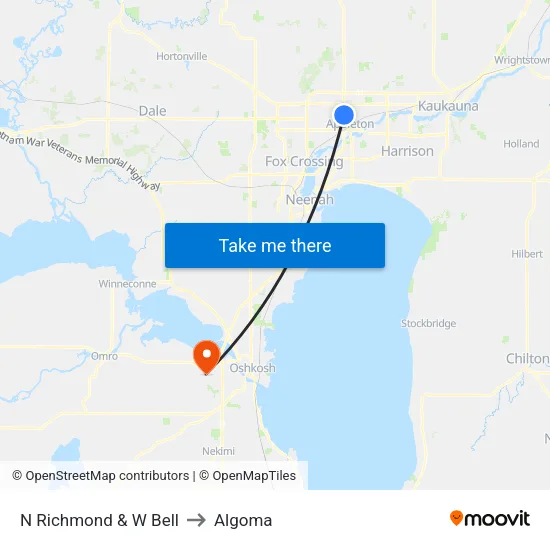 N Richmond & W Bell to Algoma map