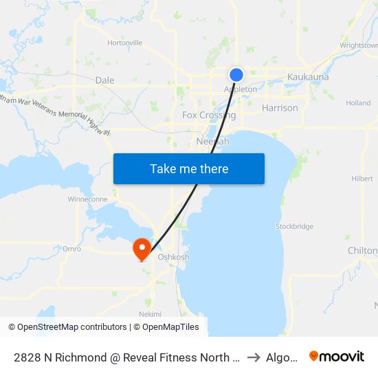 2828 N Richmond @ Reveal Fitness North Drive to Algoma map