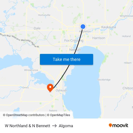 W Northland & N Bennett to Algoma map